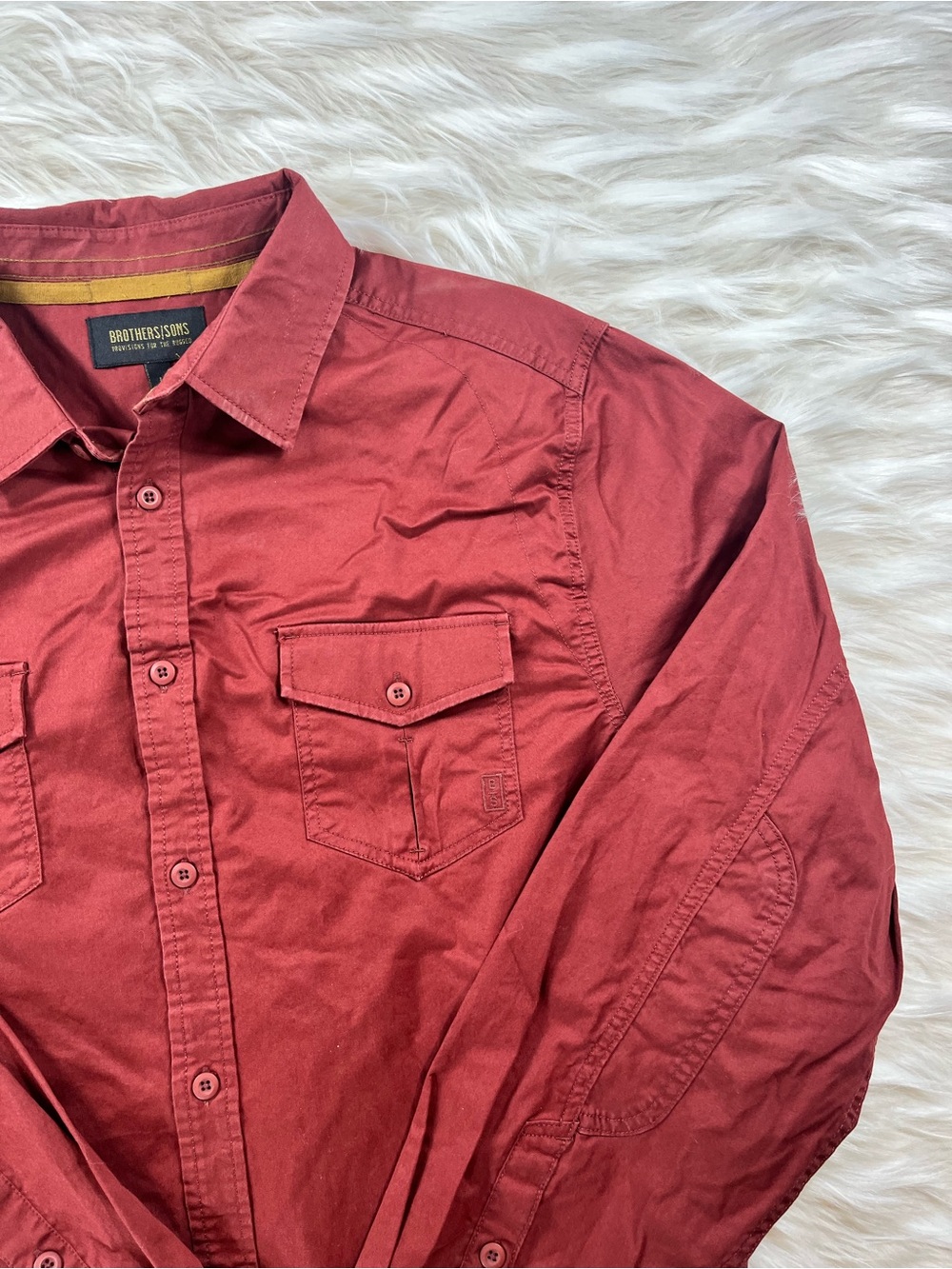 Brothers & Sons Western Shirt Men's L Red - Picture 2 of 5